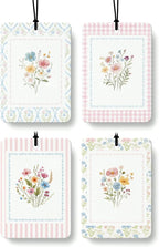 Retro Rustic Floral Car Air Freshener 4 Pcs Coconut Scented, Cute Girly Car Accessories Mirror Decor for Women, Cottagecore Flower Aesthetic Hanging Air Freshener for Cars Closet Drawer Books