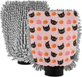 Qilmy Cat Pumpkins Microfiber Chenille Car Wash Sponge Scratch Free Car Wash Mitt Absorbent Mitt Sponge for Trucks SUVs Car Washing Home Cleaning, Medium