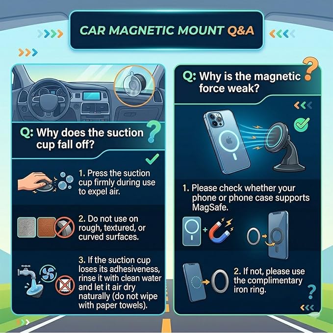 Magnetic Car Phone Holder, 3000gf MagSafe Suction, 360° Adjustable Zinc Alloy Mount for Dashboard/Windshield, Compatible with iPhone 17/16/15 Series (Orange)