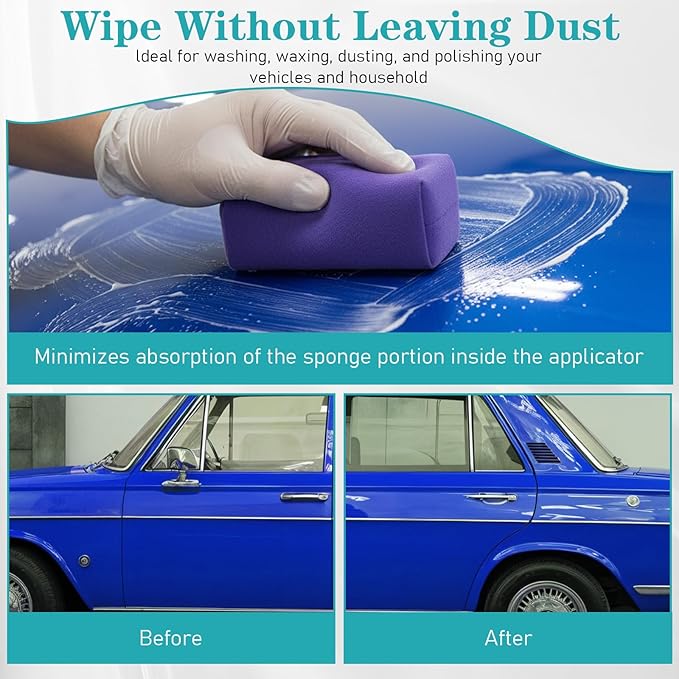 24 Pack Microfiber Applicator Pads Suede Car Detailing Sponge Ceramic Coating Applicator Pads Coating Sponge for Cars Graphene Metal Plastic Trim Ceramic Spray Applying Wax