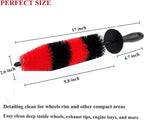 7Pcs Wheel & Tire Brush, car Detailing kit, 17inch Long Soft Wheel Brush 5 car wash Detail Brush car wash kit for Cleans Dirty Tires & Releases Dirt and Road Grime, Short Handle