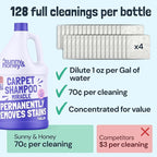 Sunny & Honey Carpet Cleaner Shampoo - Pet Stain Remover & Surface Smell Eliminator - Rug Cleaner & Upholstery Cleaner Solution for Machine Use (128 fl oz, Light Lavender Scent)