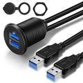 Double Port USB 3.0 Car Mount Flush Cable, USB3.0 Male to Female Car Extension Cable for Dashboard Panel 3ft