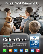 OTTOCAST Cabin Care Adapter 2026,2-in-1 Baby Car Camera & Wireless CarPlay Adapter-No Extra Screen Needed,1080P Car Baby Monitor for No-Glow Night Vision,150°Wide Angle,Plug&Play(No Android Support)