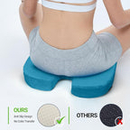 Season Guard Tailbone Pain Relief Office Chair Seat Cushion, Memory Foam Gel Seat Cushion for Sciatica Pain Relief with Washable Cover, Butt Cushion for Long Sitting, Velvet, Blue