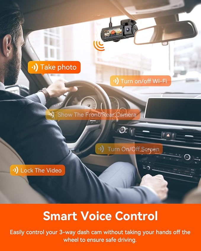 Vantrue N4 Pro 4K 3 Channel Dash Cam,STARVIS 2 IMX678 x PlatePix™ x HDR Night Vision, 4K+1080P+1080P Front Inside and Rear Dash Camera, Voice Control, WiFi, GPS (Renewed)