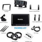 ZEROXCLUB Digital Wireless Backup Camera System Kit, IP69K Waterproof Wireless 2 Rear View Camera + 7’’ LCD Dual Split Monitor for RV/Truck/Bus/Camper/Trailer (WX02)