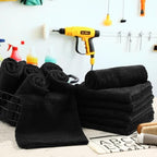 Shimeyao 30 Pcs 16 x 16 Inch Edgeless Microfiber Plush Towels for Cars Detailing Drying Wash Polishing Absorbent Cleaning Cloths, 500 GSM (Black)