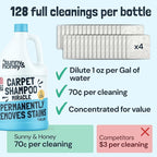 Sunny & Honey Carpet Cleaner Solution - Deep Stain Remover & Surface Deodorizer - Pet & Rug Cleaner - Upholstery Cleaning for Machine Use (128 fl oz, Fresh Summer Scent)