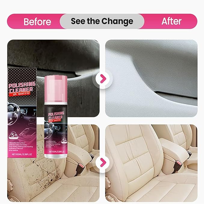 Car Interior Detailer and Protectant, Polishing Cleaner for Dashboard, Vehicle Interior Polish Interior Detailer Spray for Dashboards, Seats, Leather, and Plastic Surfaces (2 pcs)