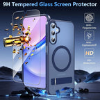 OWKEY for Samsung Galaxy A15 5G Phone Case with Screen Protector & Stand, Magnetic Case for Magsafe Military-Grade Protection Shockproof Matte Cover for Samsung Galaxy A15 5G (Blue)