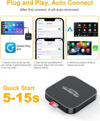 5-in-1 Wireless CarPlay Adapter with Netflix/YouTube/TF, Android Auto & Carplay Adapter with USB-A and USB-C Cables,Convert Wired to Wireless Apple Dongle, Magic Video Ai Box Car Play for iOS 10+