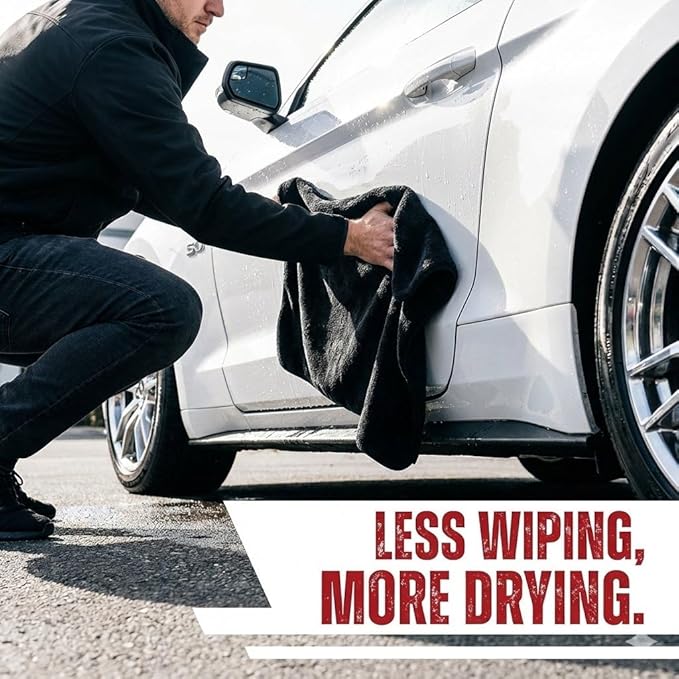 RAPIDWIPE 24" x 36" Ultra Drying Towel 1300 GSM Twisted Loop Microfiber, Super Absorbent, No Streaks or Lint, Double Sided – Reusable Car Wash Towel, Auto Detailing Cloth,
