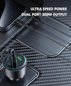 200W Car Charger, USB C Car Charger PD3.0 QC4.0 PPS Fast Charging Car Adapter with 2 100W USB C Cable 3 Port Type C Cigarette Lighter for Dell XPS, MacBook, iPhone 16 15 14, Galaxy S24 Ultra, iPad Pro