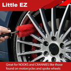 EZ Detail Brush Little - Red - Wheel Rim Cleaner for Cars, Bike, Trucks, Motorcycle, and Other Vehicles. Non-Scratch Auto Detailing Tool, Easily reaches Nook and Crannies