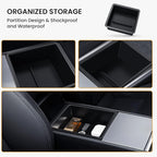 BANKKY 5PCS Center Console Organizer for Tesla Juniper: 2025-2026 New Model Y Accessories Center Console Storage Tray Armrest Hidden Box Orgainzer and Underseat Storage Box Durable ABS Anti-Slip
