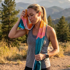 Gone For a Run Car Seat Towel Cover – Microfiber Hooded Seat Cover – 30” x 60” Moisture-Wicking Running Seat Protector for Runners – Sunset Summit