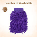 HARFINGTON Premium Chenille Microfiber Car Wash Mitts 9.8" x 7.9" Scratch Free Wash Gloves Absorbent Double Sided Plush Cleaning Drying Mitts for Car Washing Home Purple