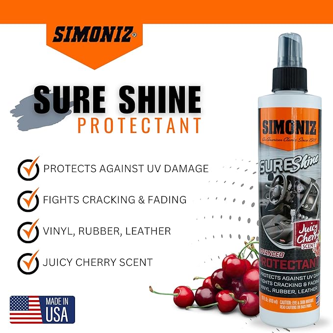 Simoniz Sure Shine Auto Detailer – 10 oz Bottle Professional Mist and Wipe Vehicle Protectant – Instantly Provides a Just Waxed Look & Feel - for Cars, Trucks, SUVs, Boats & Bikes (Juicy Cherry)