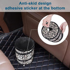 Car Trash Can, 2 Packs Mini Collapsible Car Trash Bin for Front Back Seat, Pop up Car Garbage Can, Portable Car Trash Bag Hanging for Vehicle SUV Rv Truck Accessories Interior, Leopard Print