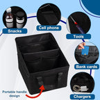 Car Seat Organizer Backseat, Car Organizer, Collapsible Small Car Seat Storage Organizer with Divide, Handles and Mesh Pockets for Front/Rear Consoles Back Seats Traveling and Storing Children's Items