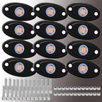 12 Pods Purple LED Rock Lights Neon Underglow Lamp for Car Truck ATV SUV Under Body Glow Light Taillights for Vehicles