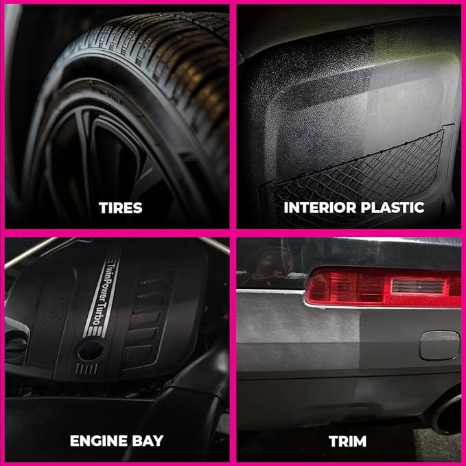 Legendary Gloss Dressing 64oz (Half Gallon) - Tire Shine Spray & Plastic Restorer – Water Based & Non-Greasy Interior/Exterior Detailing Spray - Trim, Rubber, Vinyl & Plastic Restorer for Cars