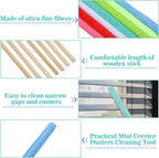 14 Pcs Microfiber Detail Duster Sticks,Small Dust Brush for Tight Spaces,Disposable Crevice Cleaning Tool,Microfiber Mini Fan Dust Cleaner for Vent,Window,Car,Home & Office