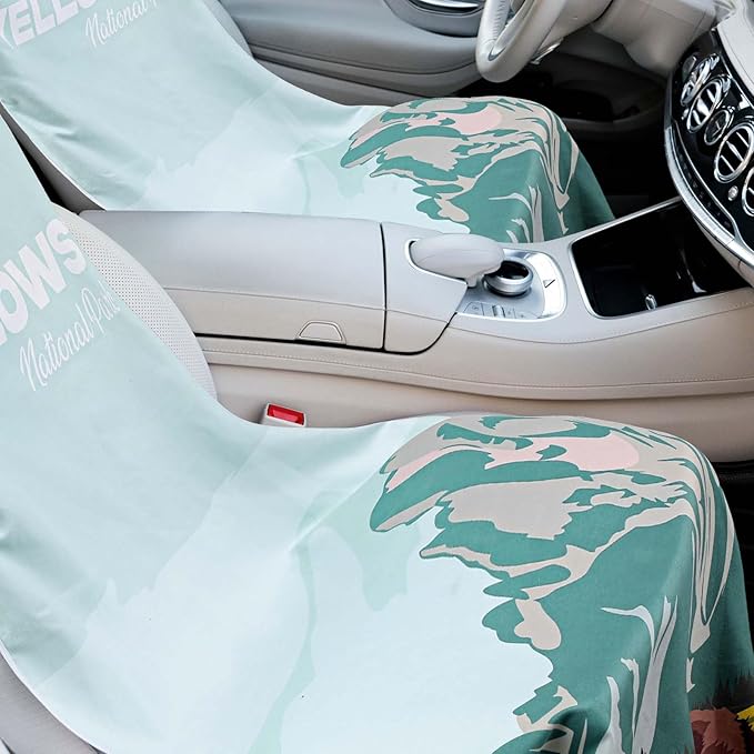 Hahafelt 2 Pack Car Seat Towel Covers with Storage Bag, 63 x 32 Inch Universal Non Slip Waterproof Sweat Protector for Car Truck, Gym Swimming Running, Machine Washable (Yellowstone)