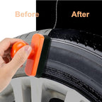 UNIMEIX Tire Shine Applicator Brush Large Vegan Tire Shine Brush with Storage Stand for Vehicles Tire Shine Polish Wax and Car Wash (Orange)