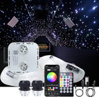 AKEPO 32W Dual Head RGBW Twinkle+ Sound Activated+APP Fiber Optic Lights Kit Star Ceiling Sky Light 16.4ft/5m Total 1550pcs of Mixed Strands 0.75+1+1.5mm for Home Indoor Decor/Car Headliner Starlight