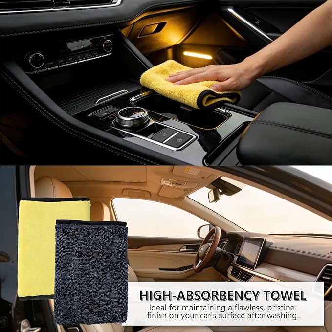 10PCS Wheel Cleaning Brush Kit,Wheel Cleaner Brush, Microfiber Cleaning Cloth,Soft Bristle Rim Brush,Tire Polishing Application Pad,Drying Towel.Tire Cleaning Brush Kit for Trucks, Cars, RVs