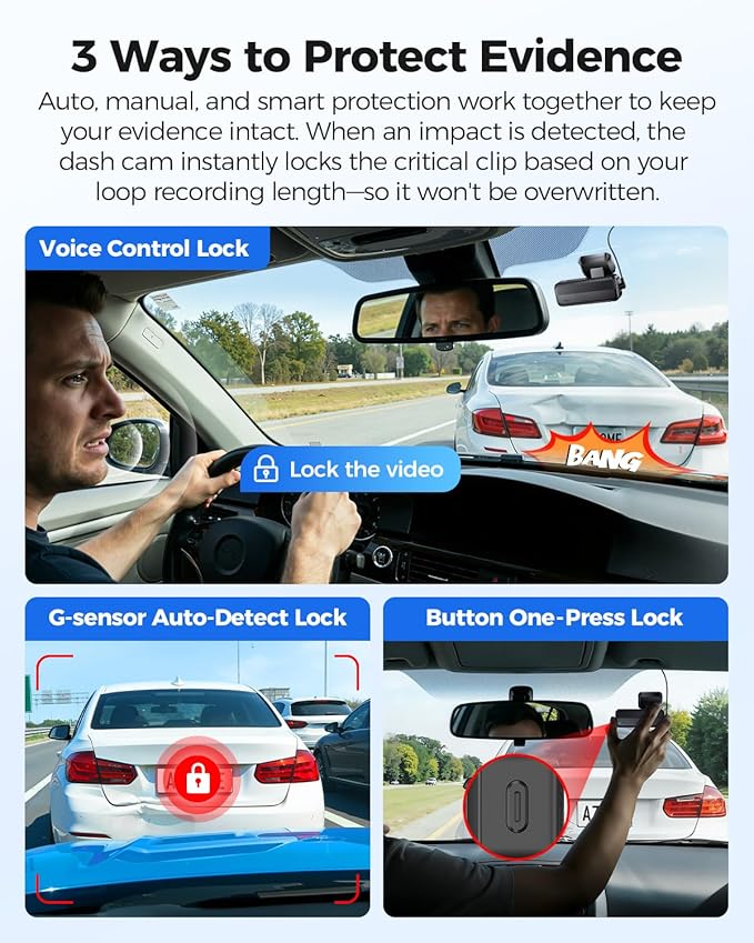 AZDOME 4K Dash Cam Front, Voice Control Dash Camera for Cars, WiFi 6 Mini Dashcam with APP Live Chat Support, Car Camera, Loop Recording, G-Sensor, 24H Parking Mode, Support 256GB Max Easy to Install