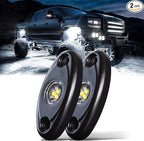 LEDMIRCY LED Rock Lights White 2PCS for Off Road Truck Auto Car Boat ATV SUV RZR Waterproof High Power Neon Trail Rig Lights Shockproof(Pack of 2,White)
