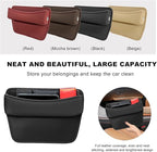DXNQ Large Capacity Car Seat Gap Filler Organizer, Leather Car Front Seat Slot Storage Box Keeps Car Tidy, Portable Car Seat Gap Filler with 2 Charge Holes for Phones Glasses Keys Cards (Black)