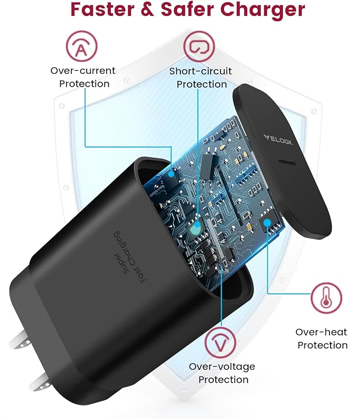 Super Fast Charger Type C Kit, VELOGK 25W PD PPS USB C Wall/Car Charger for Samsung Galaxy S26/S25/S24/S23 Ultra/S23+/S23/S22/S21/S20/Plus/Note 20/A71, iPad Pro, with 2X Nylon USB C-to-C Cable(3.3ft)
