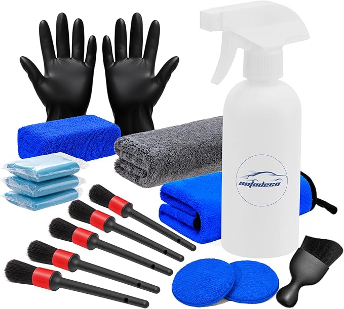 AUTODECO 24Pcs Car Clay Bars Auto Detailing Clay Bar Kit with Car Cleaning Brushes, Include Spray Bottle, Micro Fiber Towel and Brushes for Car Detailing Damage Free Cleaning