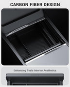 BASENOR Center Console Organizer for 2024-2026 Tesla Model Y Juniper & Model 3 Highland, OEM Fit Hidden Drawer Storage Tray for Model Y (Performance/Premium) & Model 3 (Standard/Premium/Performance)