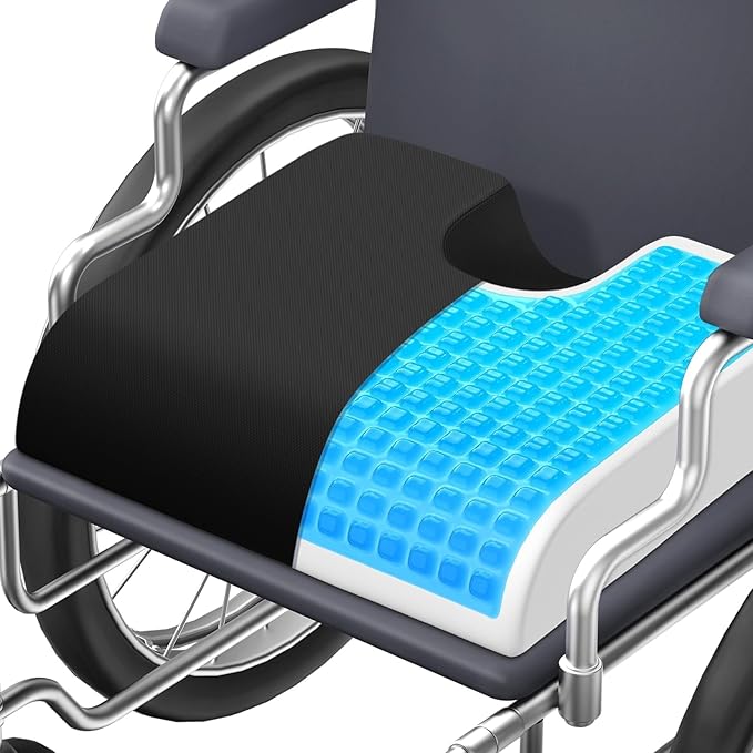 TranquilMoments U-Shaped Gel Memory Foam Seat Cushion, Wheelchair Cushion with Cooling Gel, Ergonomic Coccyx Cushion for Office Chair & Car,Relieve Tailbone Pain, Sciatica, Back Pain, Non-Slip Bottom