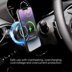 mooas Magnetic Car Mount Charger, Max.15W Fast wireless charger, Mag Safe car charger, Wireless car charger with air vent Mount, Cooling fan, Strong magnet, Compatible with iPhone, Galaxy, LG