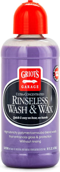 Griot's Garage Rinseless Wash and Wax for Car Cleaning and Detailing, No-Rinse, Waterless Formula For RVs, Boats, Trucks, Motorcycles and More, 10493, 16oz