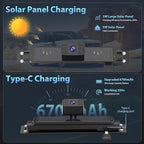 Carpuride Solar Wireless Backup Camera with 7" Monitor Rechargeable 6700mAh Battery 1080P Back Up Cam Auto Sleep, 170°Wide Angle, IP69K Waterproof, Easy Installation for Car, Van, Truck, Trailer, Bus