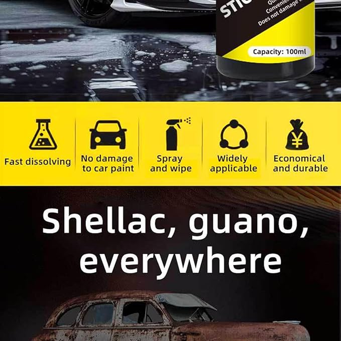 Tree Sap Cleaner – Automotive Adhesive Remover, & Tar Spray | Fast-Acting 100 ml Car Exterior Cleaner for Bird Droppings, Decals, Bumper Sticker on Vehicle Paint (Citrus Formula)