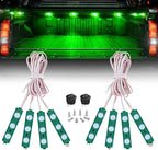 Nilight TR-117-H 8PCS Truck Pickup Bed Light 24LED Green Cargo Rock Lighting Kits with Switch for Van Off-Road Under Car Side Marker Foot Wells Rail, 2 Years Warranty