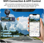 4K Dash Cam, Dash Camera Front Inside Rear, WiFi Dashcam for Cars with 64G Card, 3.16" IPS Screen, Night Vision, WDR 24H Parking Mode, G-Sensor, Loop Recording, 170° Wide Angle, APP Control