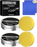 Ceramic Wax Cream for Cars, Strong Protection Car Coating Polishing Wax, Auto Car Scratch Repair Remover Paste with Sponge(2Pcs)