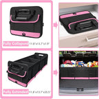 AOPHY Trunk Organizer for Car, 95L Large Capacity Trunk Storage with Non-Slip Bottom Strips, Cargo Organizer for Suv, Truck, Sedan, Waterproof Portable Car Organizers for Women Men(Pink)
