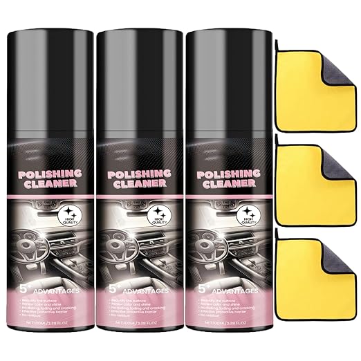 XIRUJNFD Car Interior Protectant Spray, Car Interior Cleaner, 100ml Interior Detailer Spray, Polishing Cleaner, All Purpose Vehicle Interior Polish (3)