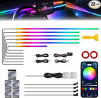 Dreamcolor Acrylic Interior Car LED Strip Light with Wireless APP, RGB 14 in 1 with 175 inches 593 Neon Car Ambient Lighting Kits, Dual Zone Music Sync LEDs Fiber Optic Strip Neon Lights for Car