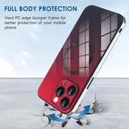 Guppy Compatible with iPhone 13 Pro with MagSafe Case, Magnetic Gradient Case with MagSafe Charging, Gradient Glass Back Cover with Lens Film-Red